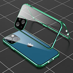 Funda Bumper Lujo Marco de Aluminio Espejo 360 Grados Carcasa M04 para Apple iPhone 13 Mini Verde