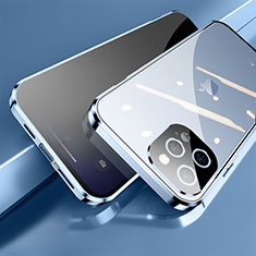 Funda Bumper Lujo Marco de Aluminio Espejo 360 Grados Carcasa M04 para Apple iPhone 13 Pro Max Azul