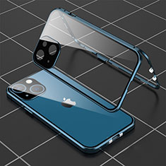 Funda Bumper Lujo Marco de Aluminio Espejo 360 Grados Carcasa M04 para Apple iPhone 14 Azul
