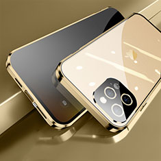 Funda Bumper Lujo Marco de Aluminio Espejo 360 Grados Carcasa M04 para Apple iPhone 14 Pro Max Oro