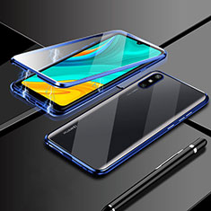 Funda Bumper Lujo Marco de Aluminio Espejo 360 Grados Carcasa M04 para Huawei Enjoy 10e Azul