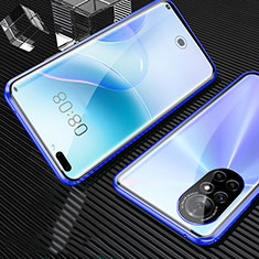 Funda Bumper Lujo Marco de Aluminio Espejo 360 Grados Carcasa M04 para Huawei Nova 8 Pro 5G Azul