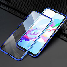 Funda Bumper Lujo Marco de Aluminio Espejo 360 Grados Carcasa M04 para Oppo A11 Azul