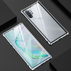 Funda Bumper Lujo Marco de Aluminio Espejo 360 Grados Carcasa M04 para Samsung Galaxy Note 10 Plus 5G Plata