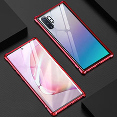 Funda Bumper Lujo Marco de Aluminio Espejo 360 Grados Carcasa M04 para Samsung Galaxy Note 10 Plus 5G Rojo