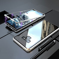 Funda Bumper Lujo Marco de Aluminio Espejo 360 Grados Carcasa M04 para Samsung Galaxy Note 9 Plata