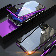 Funda Bumper Lujo Marco de Aluminio Espejo 360 Grados Carcasa M05 para Apple iPhone 11 Pro Morado