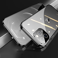 Funda Bumper Lujo Marco de Aluminio Espejo 360 Grados Carcasa M05 para Apple iPhone 13 Pro Negro