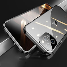 Funda Bumper Lujo Marco de Aluminio Espejo 360 Grados Carcasa M05 para Apple iPhone 14 Pro Max Negro