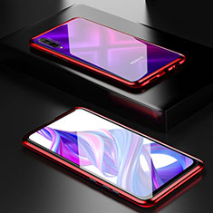 Funda Bumper Lujo Marco de Aluminio Espejo 360 Grados Carcasa M05 para Huawei Honor 9X Pro Rojo