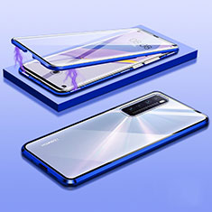 Funda Bumper Lujo Marco de Aluminio Espejo 360 Grados Carcasa M05 para Huawei Nova 7 5G Azul