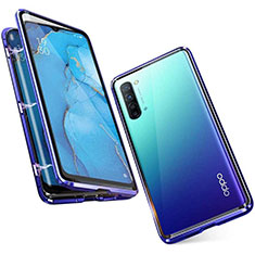 Funda Bumper Lujo Marco de Aluminio Espejo 360 Grados Carcasa M05 para Oppo Find X2 Lite Azul