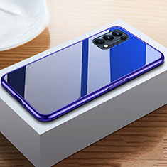 Funda Bumper Lujo Marco de Aluminio Espejo 360 Grados Carcasa M05 para Oppo Reno5 Pro 5G Azul