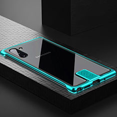 Funda Bumper Lujo Marco de Aluminio Espejo 360 Grados Carcasa M05 para Samsung Galaxy Note 10 Cian