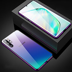 Funda Bumper Lujo Marco de Aluminio Espejo 360 Grados Carcasa M05 para Samsung Galaxy Note 10 Plus 5G Morado