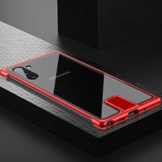 Funda Bumper Lujo Marco de Aluminio Espejo 360 Grados Carcasa M05 para Samsung Galaxy Note 10 Rojo