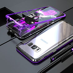 Funda Bumper Lujo Marco de Aluminio Espejo 360 Grados Carcasa M05 para Samsung Galaxy S8 Plus Morado