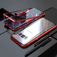 Funda Bumper Lujo Marco de Aluminio Espejo 360 Grados Carcasa M05 para Samsung Galaxy S8 Rojo