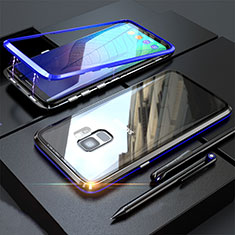 Funda Bumper Lujo Marco de Aluminio Espejo 360 Grados Carcasa M05 para Samsung Galaxy S9 Azul