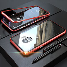 Funda Bumper Lujo Marco de Aluminio Espejo 360 Grados Carcasa M05 para Samsung Galaxy S9 Rojo