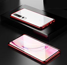 Funda Bumper Lujo Marco de Aluminio Espejo 360 Grados Carcasa M05 para Xiaomi Mi 10 Pro Rojo