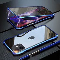 Funda Bumper Lujo Marco de Aluminio Espejo 360 Grados Carcasa M06 para Apple iPhone 11 Azul