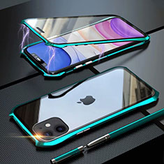 Funda Bumper Lujo Marco de Aluminio Espejo 360 Grados Carcasa M06 para Apple iPhone 11 Cian
