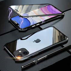 Funda Bumper Lujo Marco de Aluminio Espejo 360 Grados Carcasa M06 para Apple iPhone 11 Negro