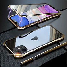 Funda Bumper Lujo Marco de Aluminio Espejo 360 Grados Carcasa M06 para Apple iPhone 11 Oro