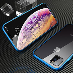 Funda Bumper Lujo Marco de Aluminio Espejo 360 Grados Carcasa M06 para Apple iPhone 11 Pro Max Azul