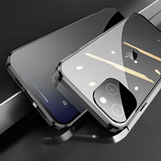 Funda Bumper Lujo Marco de Aluminio Espejo 360 Grados Carcasa M06 para Apple iPhone 13 Negro