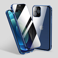Funda Bumper Lujo Marco de Aluminio Espejo 360 Grados Carcasa M06 para Apple iPhone 13 Pro Max Azul
