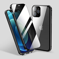 Funda Bumper Lujo Marco de Aluminio Espejo 360 Grados Carcasa M06 para Apple iPhone 13 Pro Max Negro