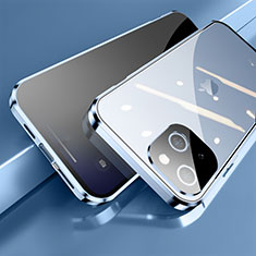 Funda Bumper Lujo Marco de Aluminio Espejo 360 Grados Carcasa M06 para Apple iPhone 14 Azul