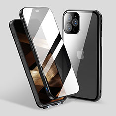 Funda Bumper Lujo Marco de Aluminio Espejo 360 Grados Carcasa M06 para Apple iPhone 14 Pro Negro