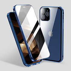 Funda Bumper Lujo Marco de Aluminio Espejo 360 Grados Carcasa M06 para Apple iPhone 15 Pro Azul