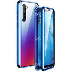 Funda Bumper Lujo Marco de Aluminio Espejo 360 Grados Carcasa M06 para Oppo Find X2 Lite Azul