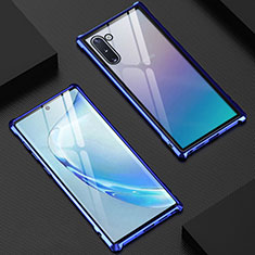 Funda Bumper Lujo Marco de Aluminio Espejo 360 Grados Carcasa M06 para Samsung Galaxy Note 10 5G Azul