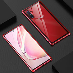 Funda Bumper Lujo Marco de Aluminio Espejo 360 Grados Carcasa M06 para Samsung Galaxy Note 10 5G Rojo