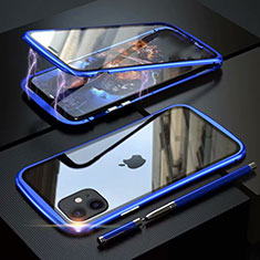 Funda Bumper Lujo Marco de Aluminio Espejo 360 Grados Carcasa M07 para Apple iPhone 11 Azul