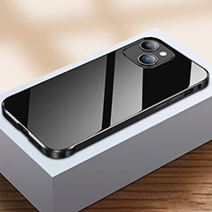 Funda Bumper Lujo Marco de Aluminio Espejo 360 Grados Carcasa M07 para Apple iPhone 13 Negro