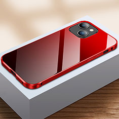 Funda Bumper Lujo Marco de Aluminio Espejo 360 Grados Carcasa M07 para Apple iPhone 13 Rojo y Negro