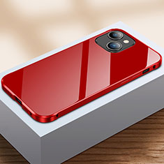 Funda Bumper Lujo Marco de Aluminio Espejo 360 Grados Carcasa M07 para Apple iPhone 14 Rojo