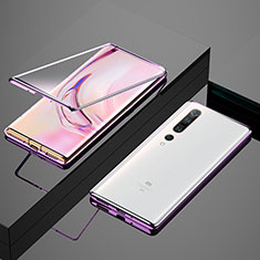 Funda Bumper Lujo Marco de Aluminio Espejo 360 Grados Carcasa M07 para Xiaomi Mi 10 Pro Morado