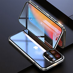 Funda Bumper Lujo Marco de Aluminio Espejo 360 Grados Carcasa M08 para Apple iPhone 13 Pro Plata