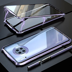 Funda Bumper Lujo Marco de Aluminio Espejo 360 Grados Carcasa M08 para Huawei Mate 30E Pro 5G Morado