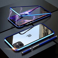 Funda Bumper Lujo Marco de Aluminio Espejo 360 Grados Carcasa M09 para Apple iPhone 11 Azul