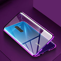 Funda Bumper Lujo Marco de Aluminio Espejo 360 Grados Carcasa M09 para Realme X2 Pro Morado