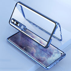 Funda Bumper Lujo Marco de Aluminio Espejo 360 Grados Carcasa M09 para Xiaomi Mi 10 Azul