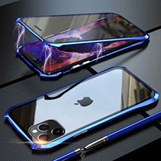 Funda Bumper Lujo Marco de Aluminio Espejo 360 Grados Carcasa M10 para Apple iPhone 11 Pro Max Azul